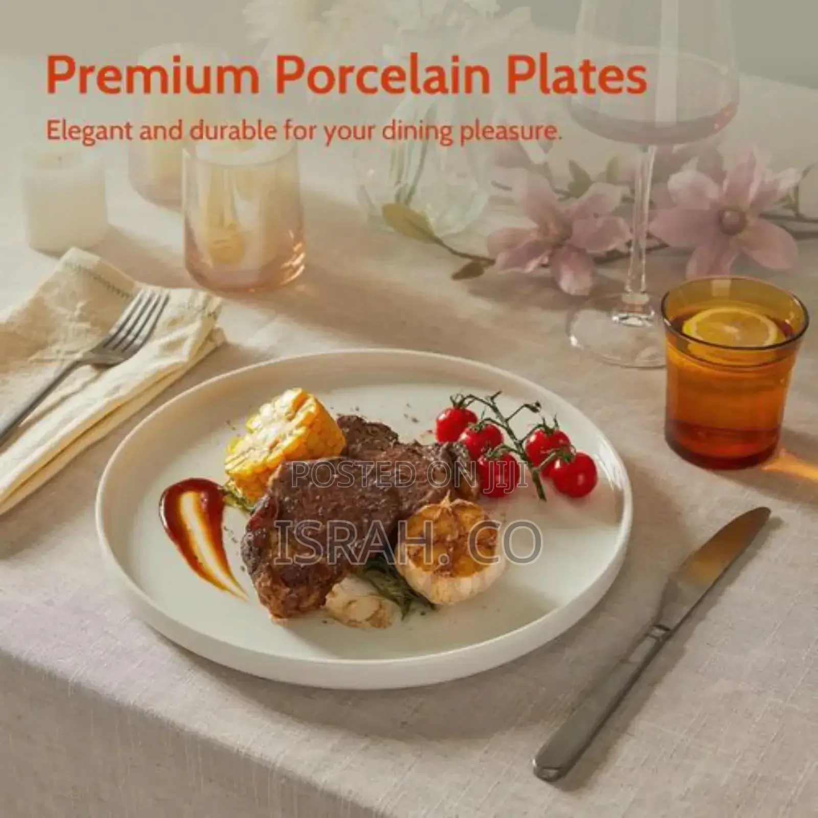 Flat Stackable Dinner Plates Set of 6,10 Inch Dish Set