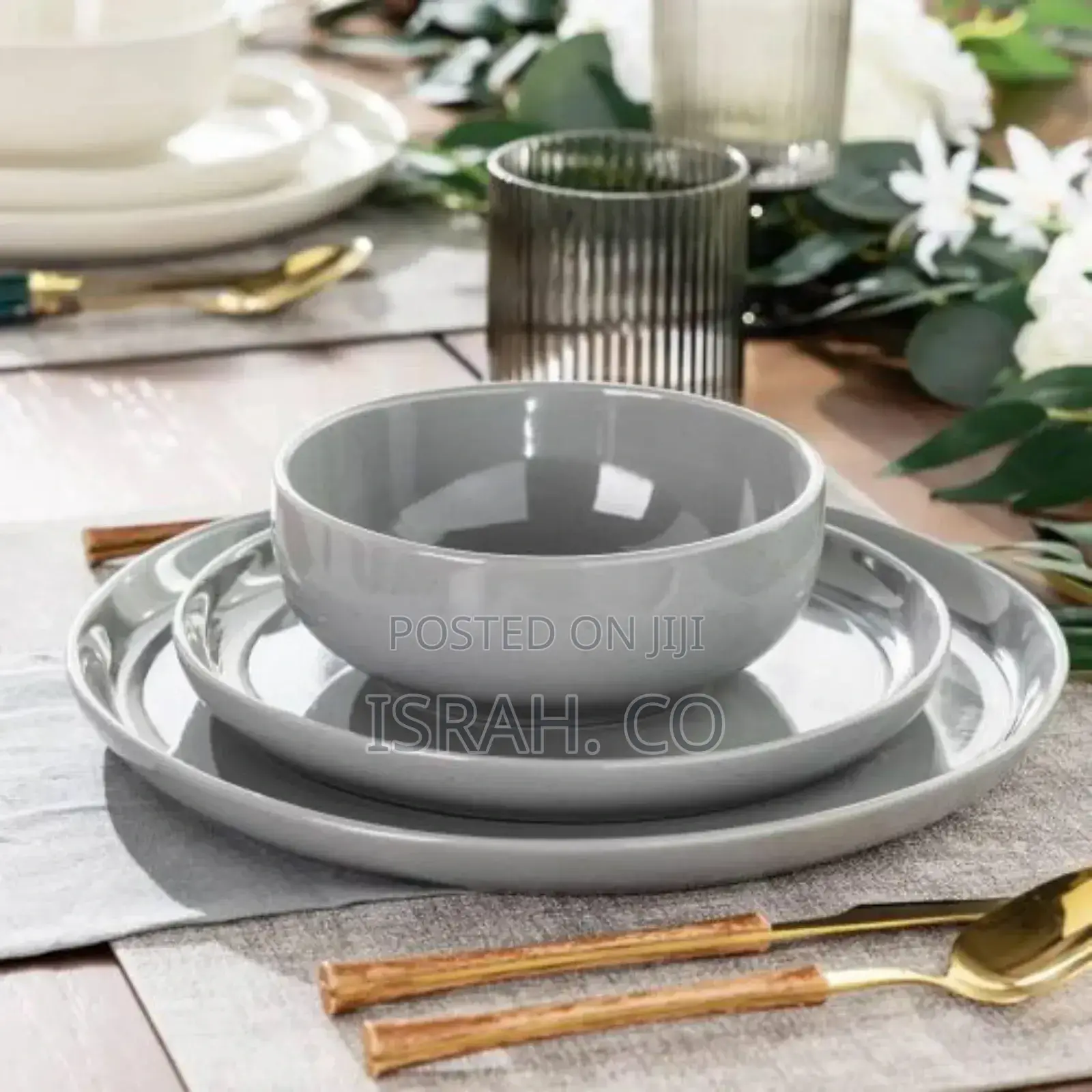 Dinnerware Sets for 6,18 Piece Stoneware Plates Andbowls Set