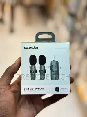 Green Lion 3in1 Microphone (Type C, Lightning, Aux)With Case