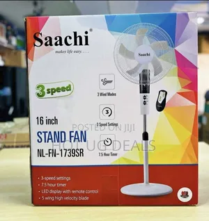 Saachi 16 Inch Stand Fan With Remote Control, 3 Speed