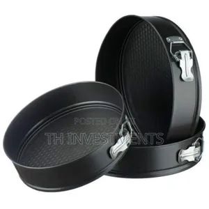 3 Pieces of Round Baking Cake Mould Pans Trays- Black 
