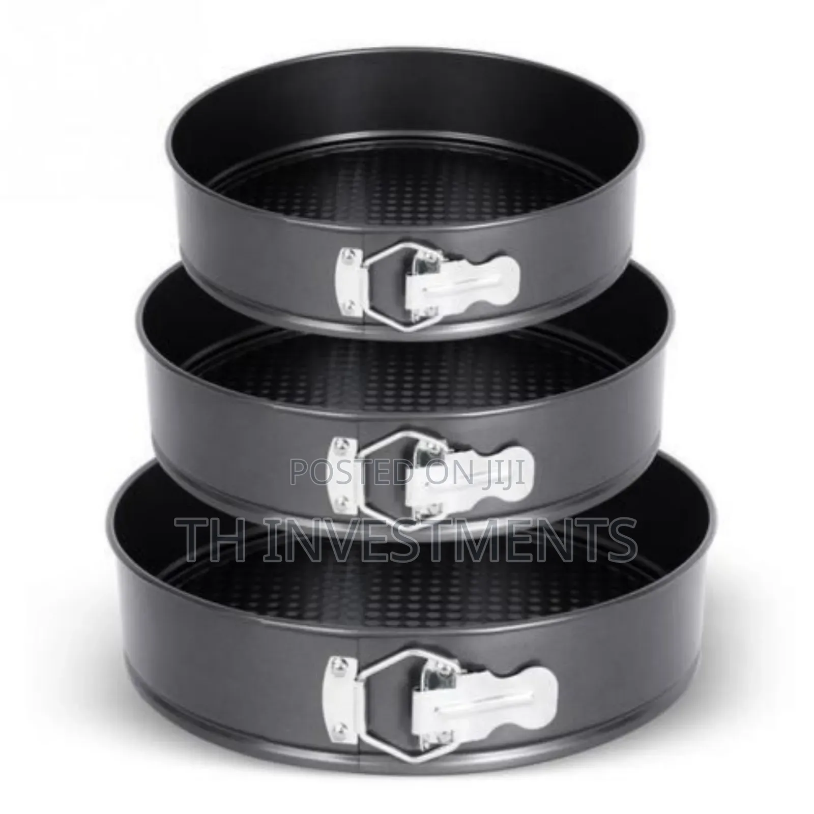 3 Pieces of Round Baking Cake Mould Pans Trays- Black 