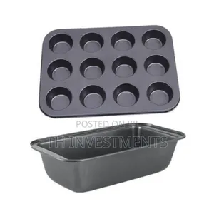 Bread Toast Loaf Pan And Muffin Cup Cake Mould - Black