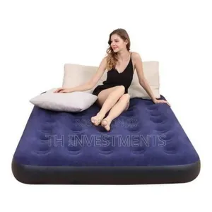 4x6 Double Air Bed Inflatable Camping Mattress - Navy Blue.