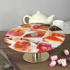 Cake Plate Stand on Foot With Pastry Print Revolving