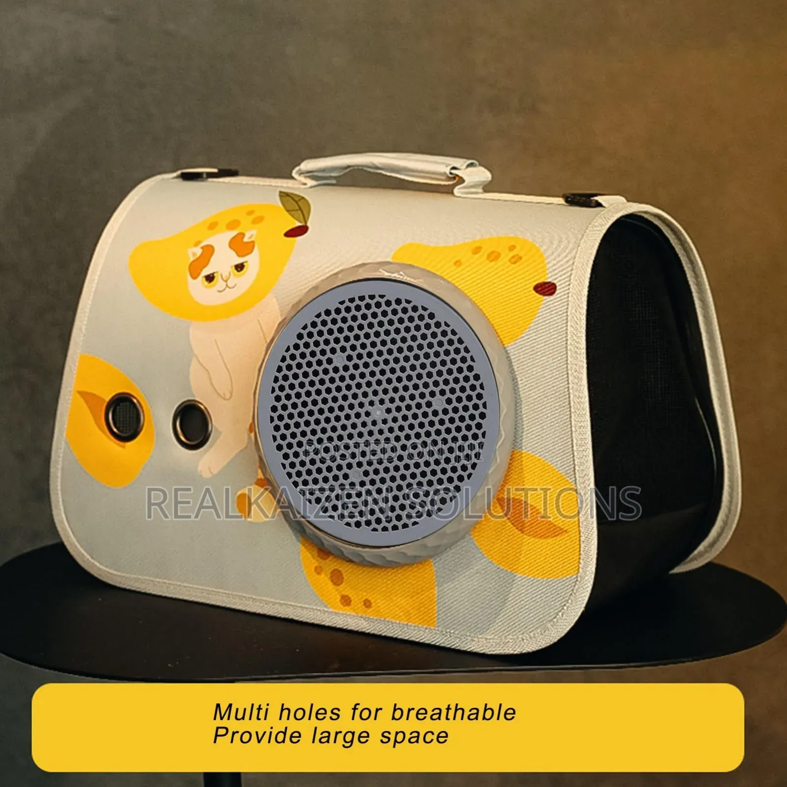 Breathable Pet Cat Carrier Bag With Ergonomic Handle + Strap