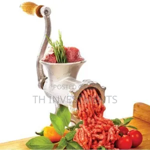 Hand Operated Meat Mincer Grinder - Silver 