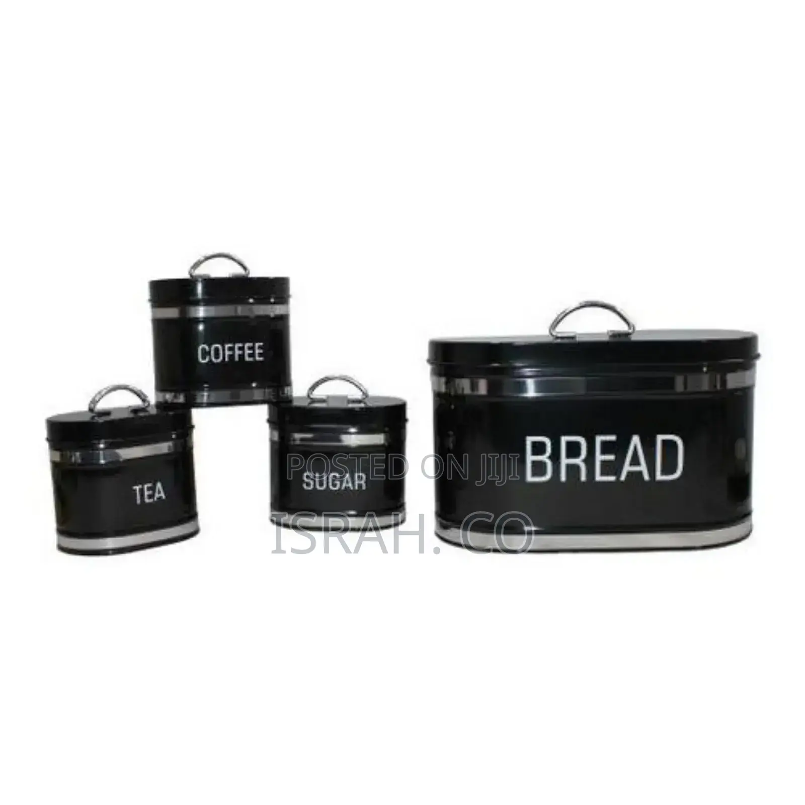 Contemporary Bread Bin Ad Canisters Set, Black
