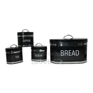Contemporary Bread Bin Ad Canisters Set, Black