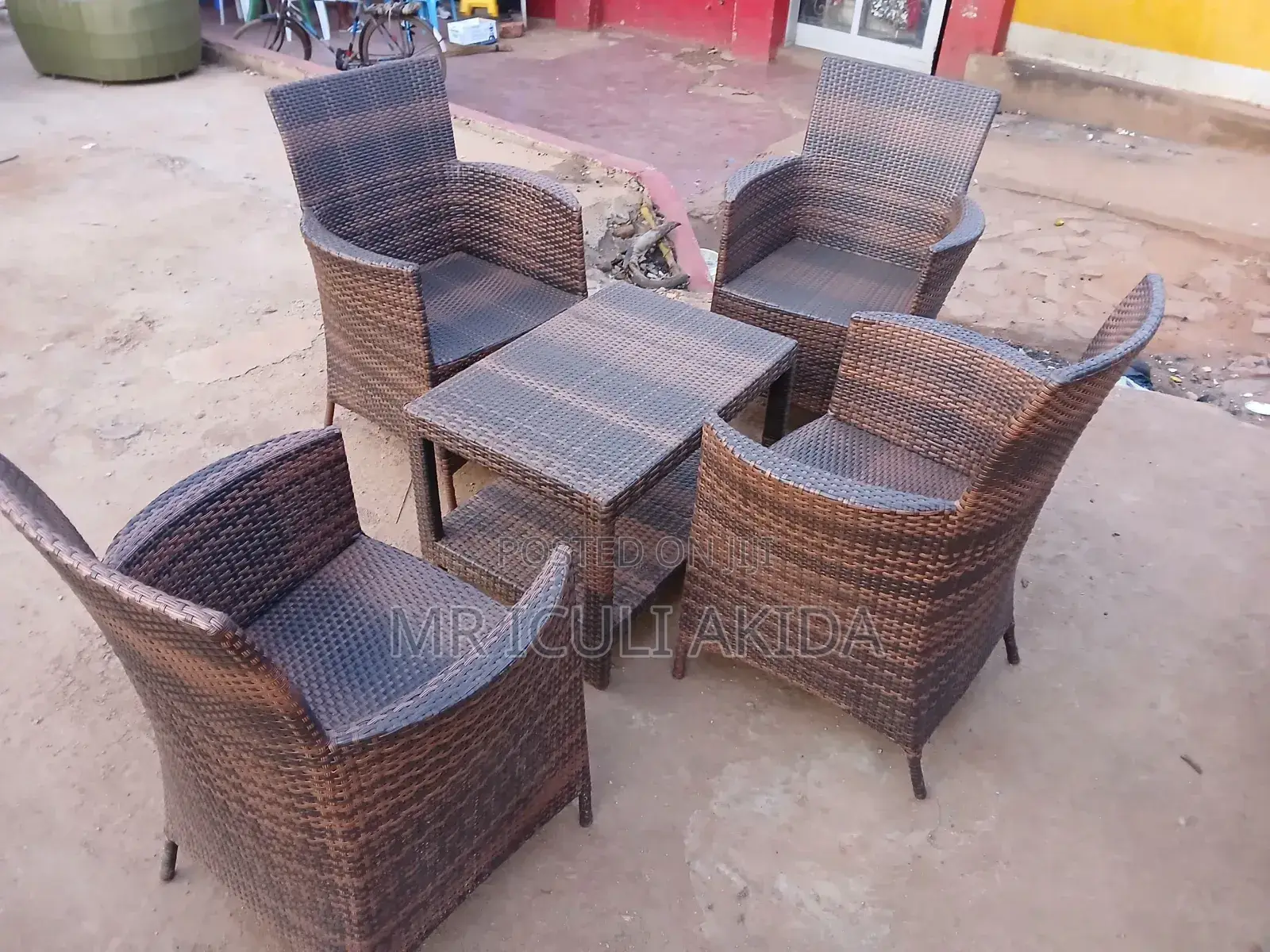 5pcs Plastic Woven Metallic Frame Balcony/Hotel Table Set