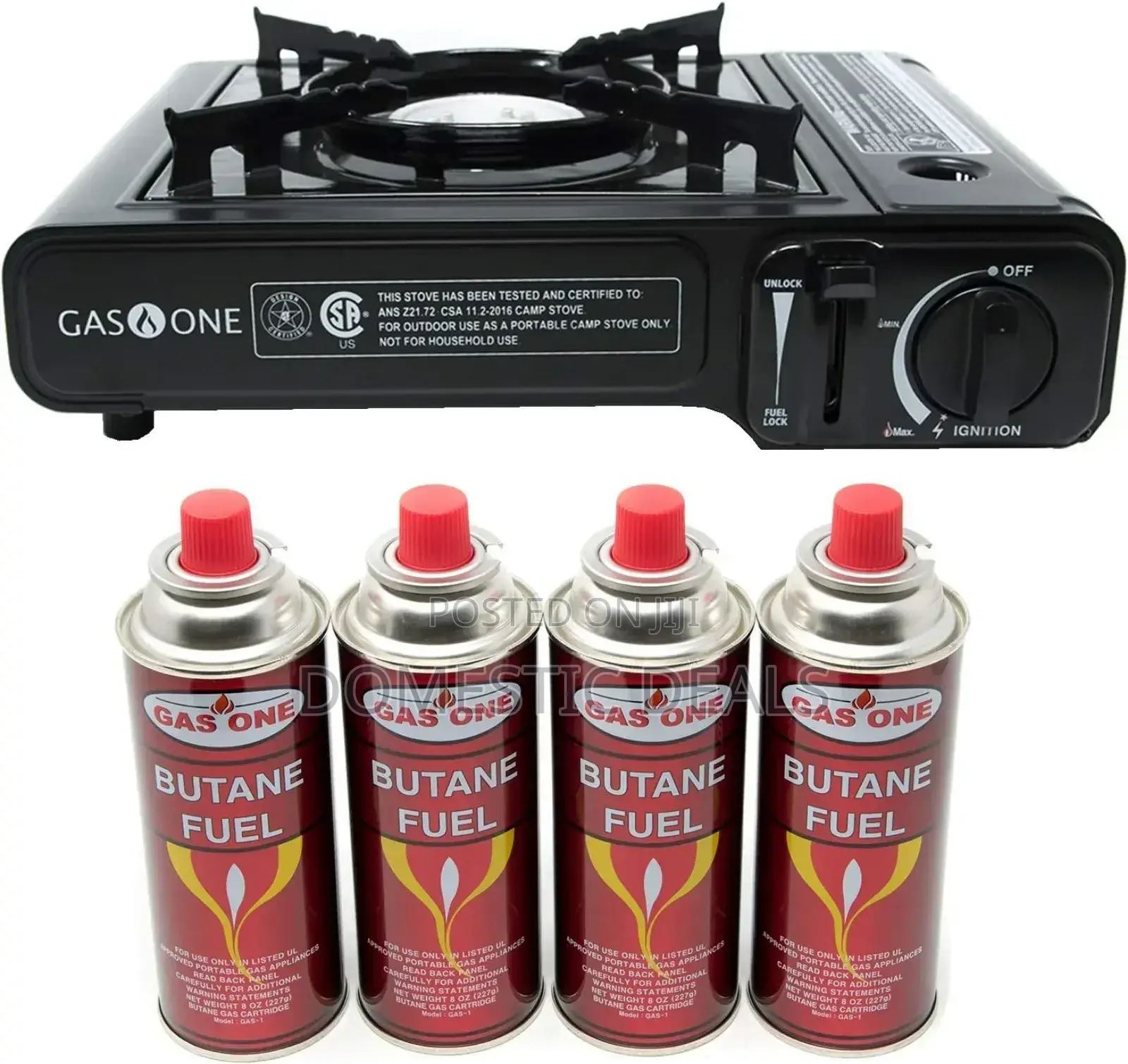 Single Gas Burner With 4 Butane Gas Bottles
