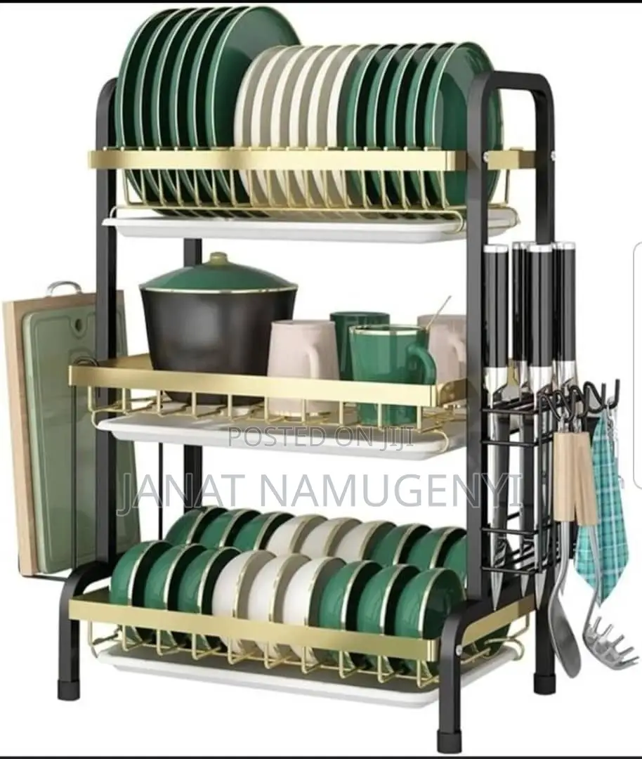 3 Tier Black Gold Coated Drying Rack