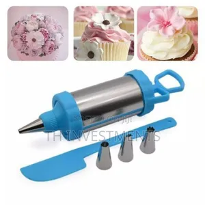 5 Pieces Cake Icing Decorating Tool Kit-Silver/Blue