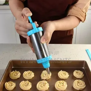 5 Pieces Cake Icing Decorating Tool Kit-Silver/Blue