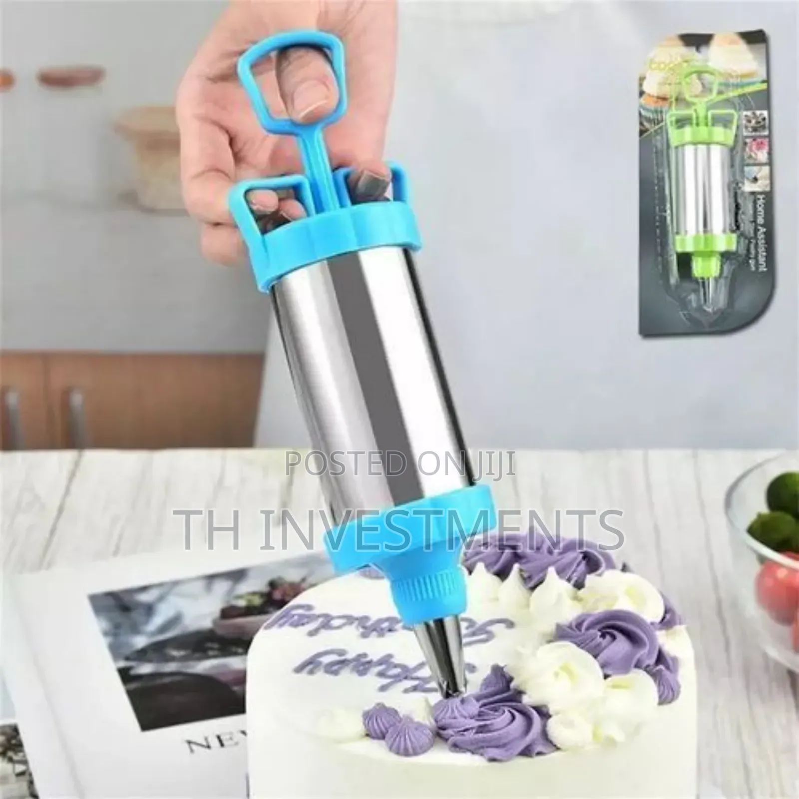 5 Pieces Cake Icing Decorating Tool Kit-Silver/Blue
