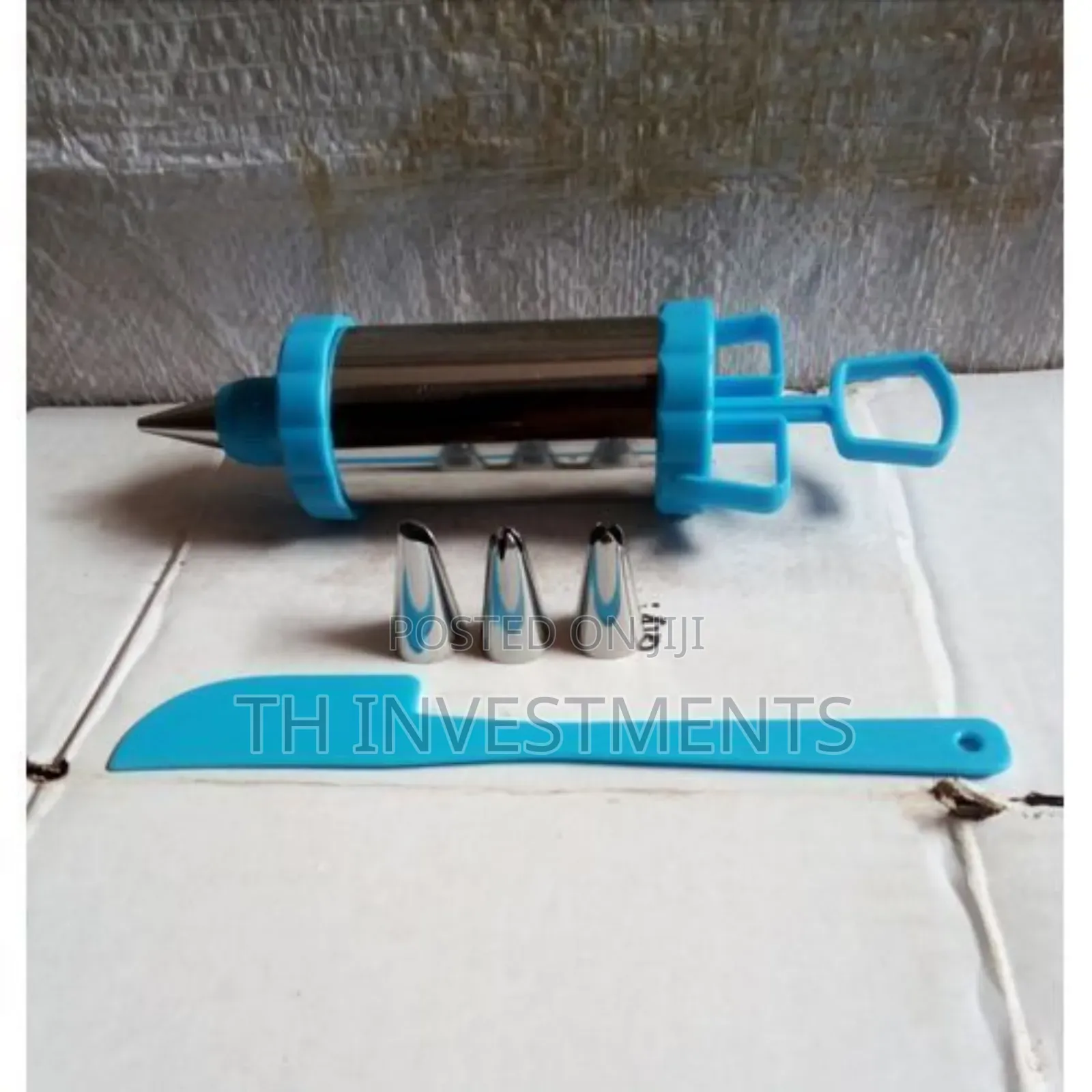 5 Pieces Cake Icing Decorating Tool Kit-Silver/Blue
