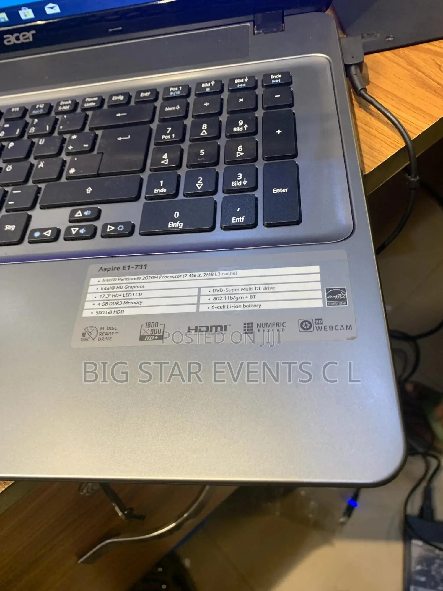 Laptop Acer Aspire E1-731 4GB Intel Pentium HDD 500GB