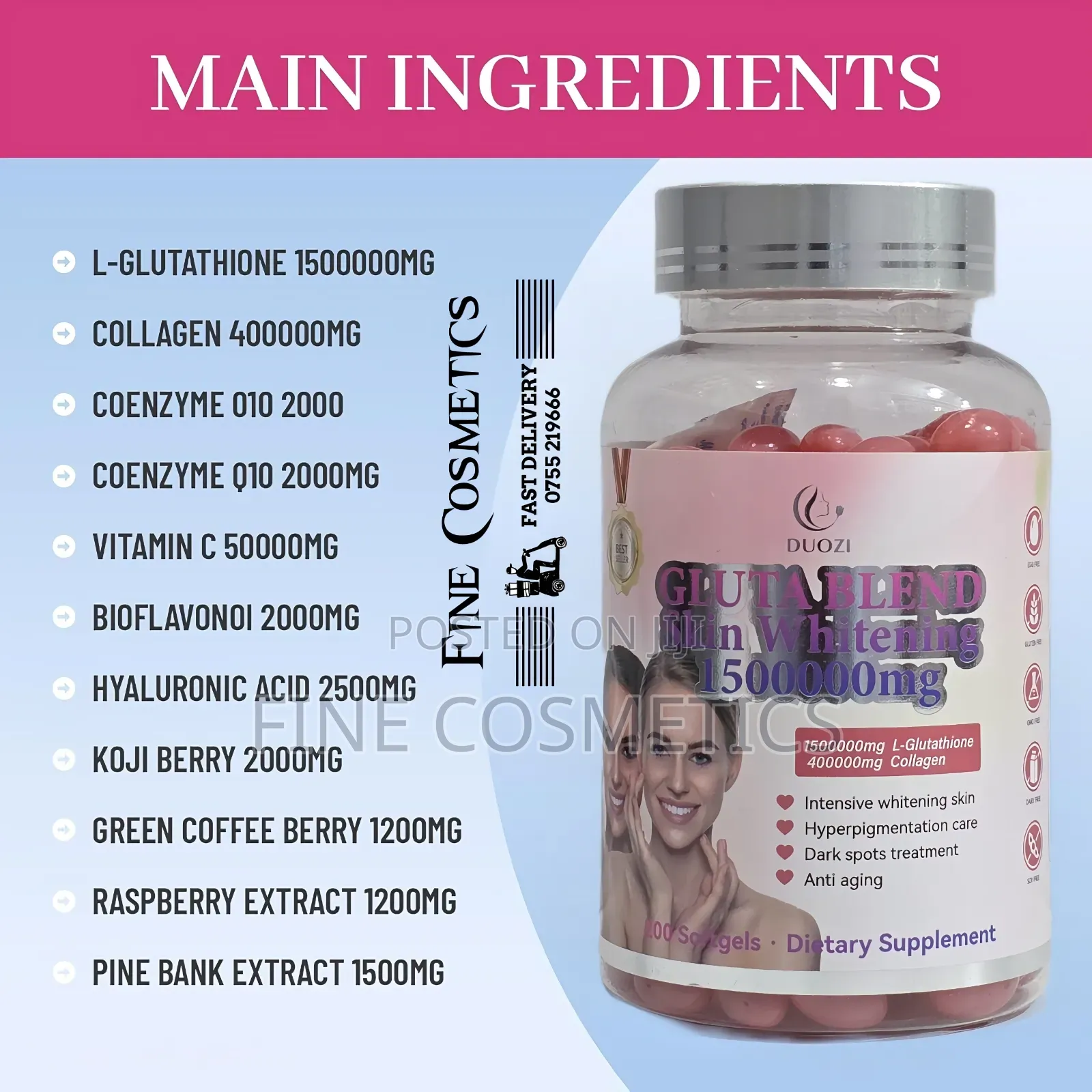 Gluta White Mg Skin Whitening and Glowing Capsules
