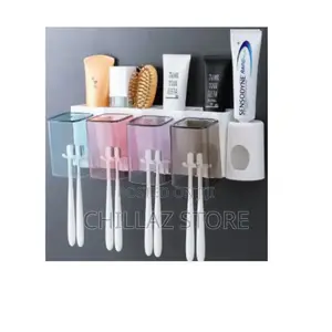 Toothbrush Holder and Toothpaste Dispenser.