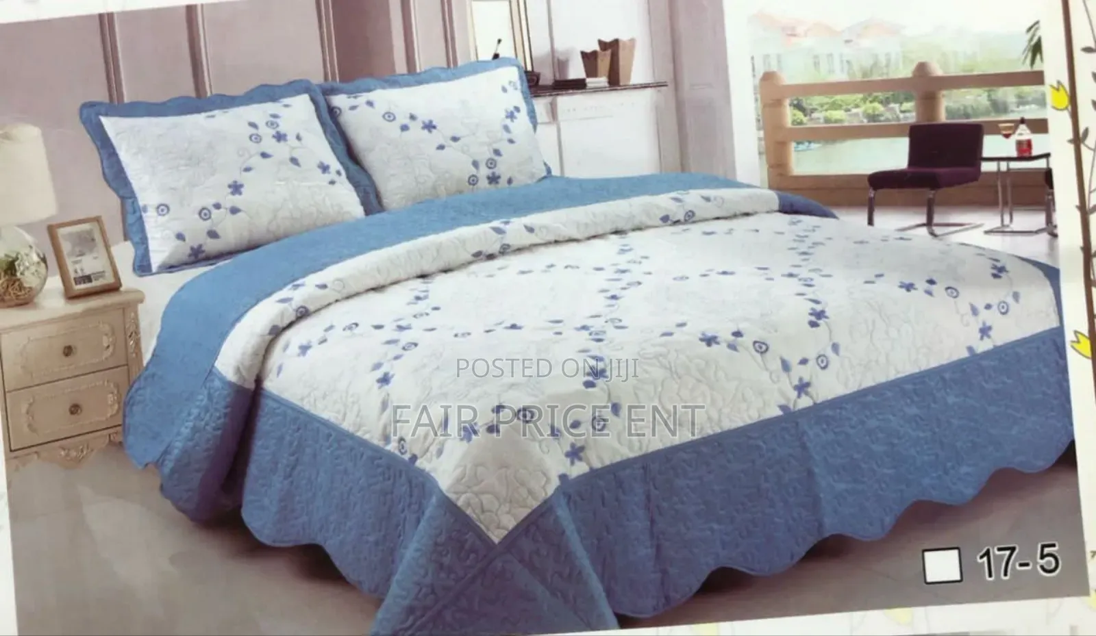 Pure Cotton Bed Covers Spread. 6*6.( Blue)