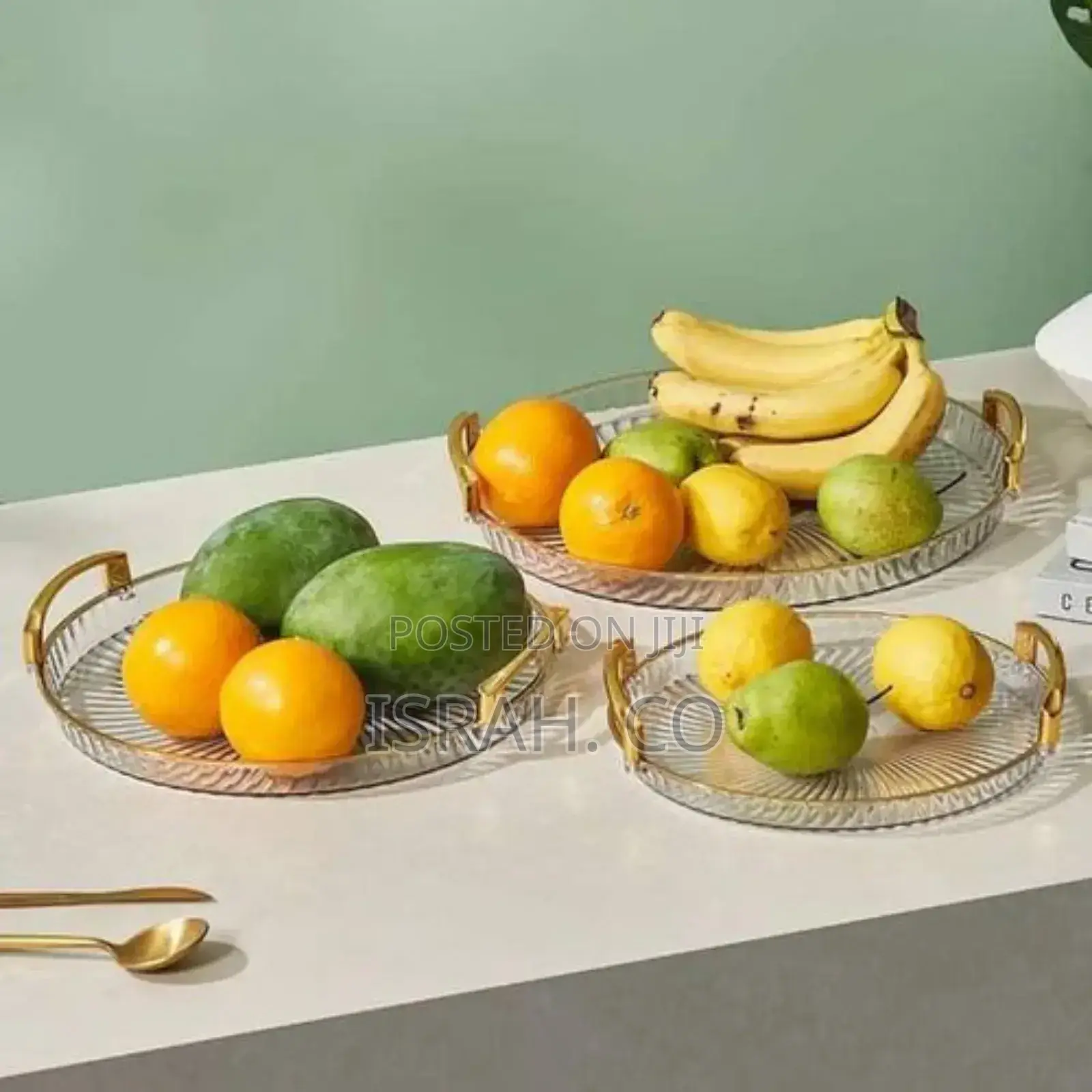 3 Pieces of Round Food Tray Fruit Tea Table
