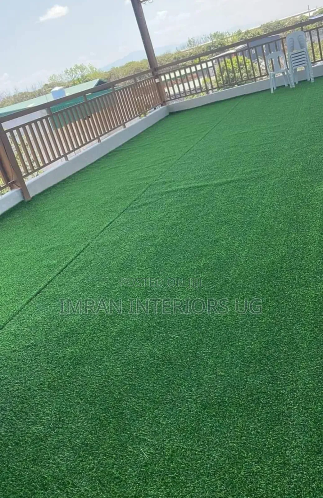 Green Corporate Artificial Grass Carpet Best for Balconies.