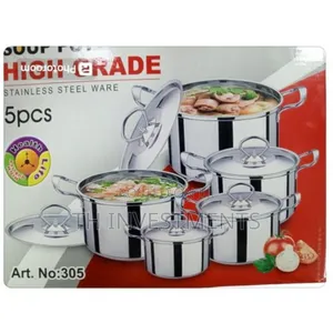 5 Pieces Set of Stainless Steel Serving Dishes With Covers.