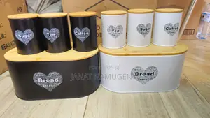 4 Piece Bread Bin and Tea, Coffee and Sugar Canisters