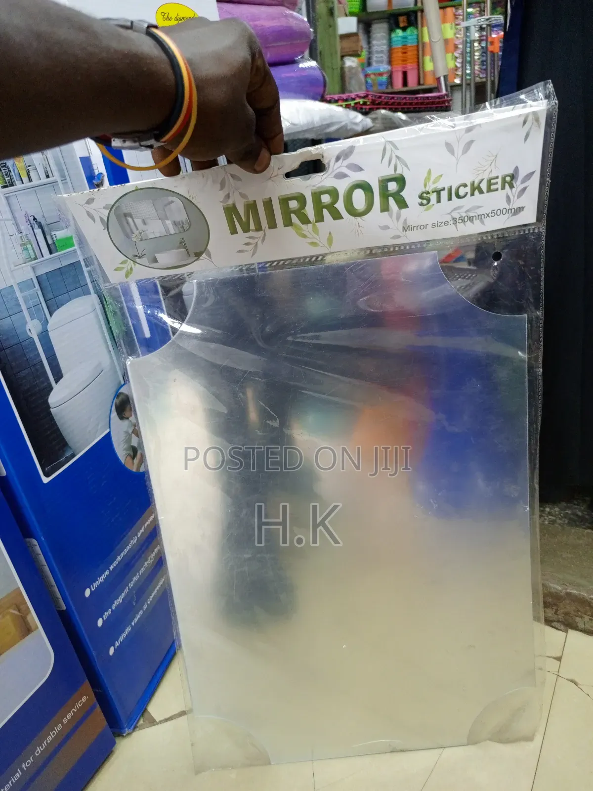 Rectangular Acrylic Mirror Sticker, Sized 350mm X 500mm.