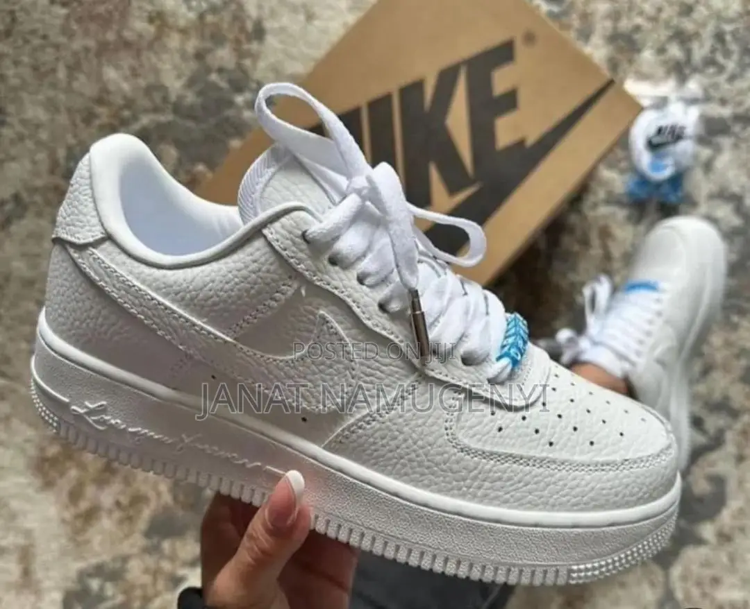 Plain White Nike Air Max Shoe