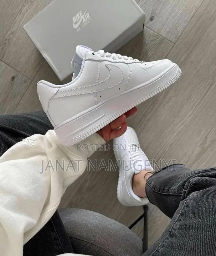 Plain White Nike Air Max Shoe