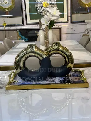 Gold Donut Vase Statues
