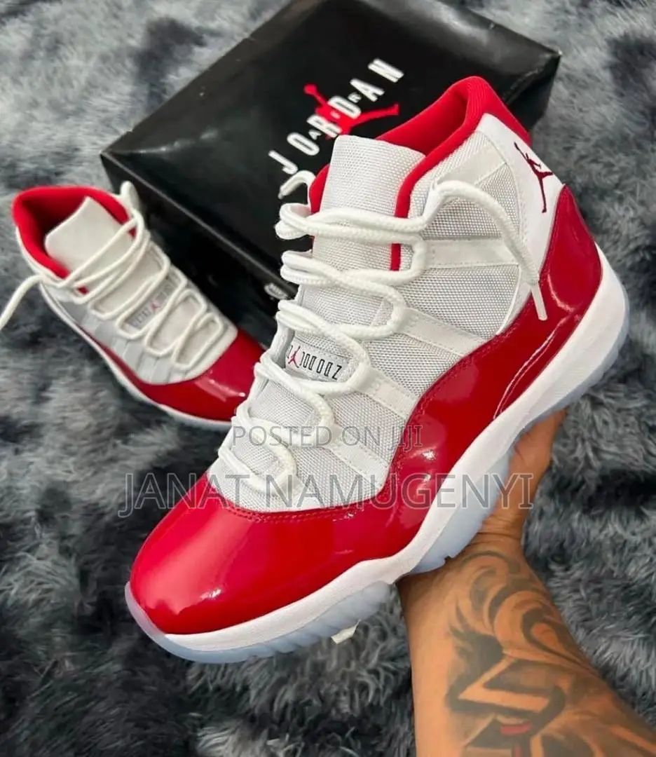 White and Red Air Jordan Sneaker