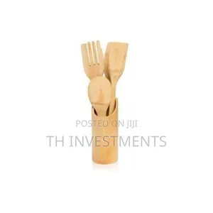 Set of Bamboo Chopboard, Mortar Pestle, Cooking Spoons 