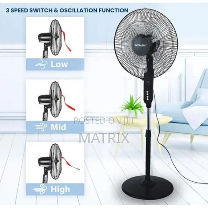 Sonashi Stand Fan 16 In. Floor Fan With Remote Control