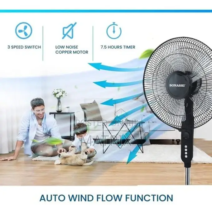 Sonashi Stand Fan 16 In. Floor Fan With Remote Control