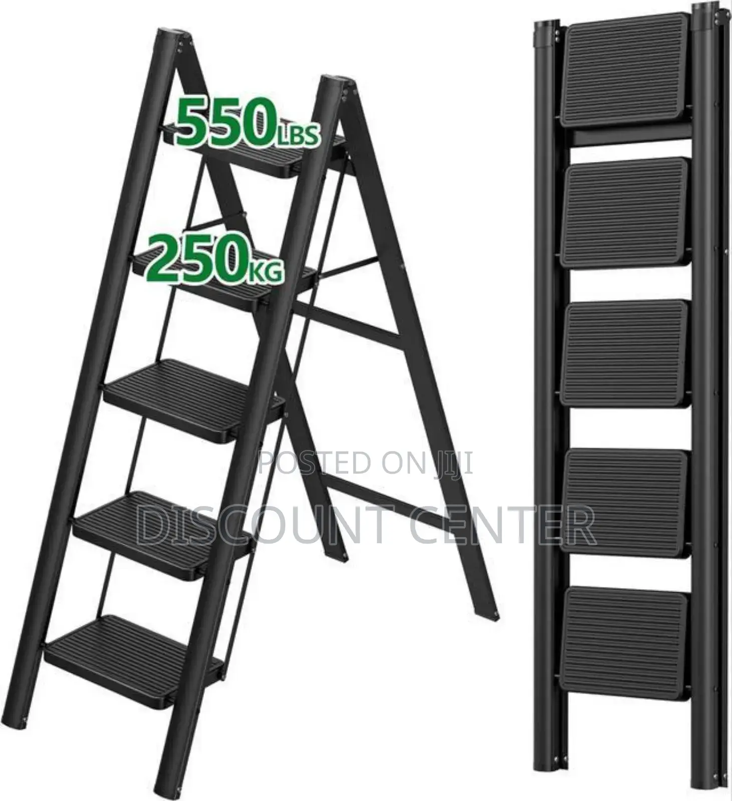 Foldable Ladder 5 Steps Metallic