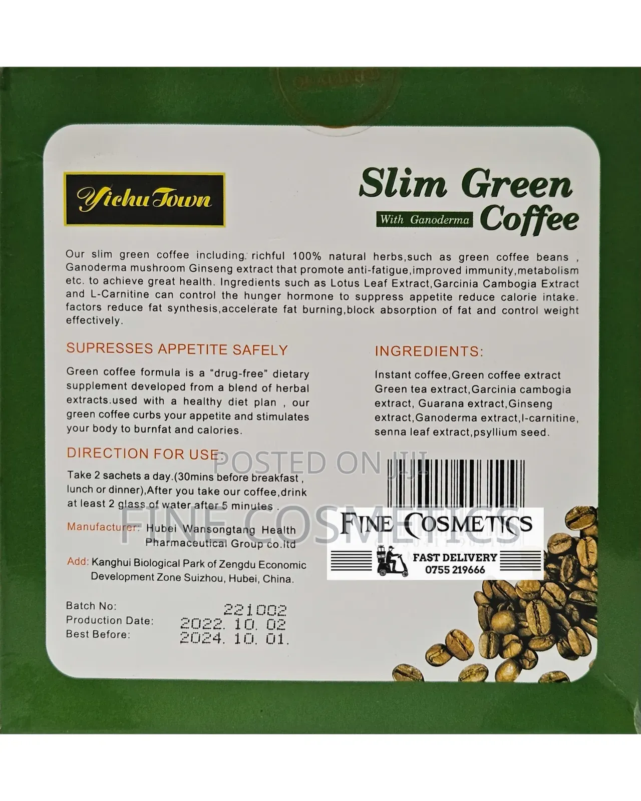 Slim Green Coffee Weight Loss and Fat Burning Slimming Tea