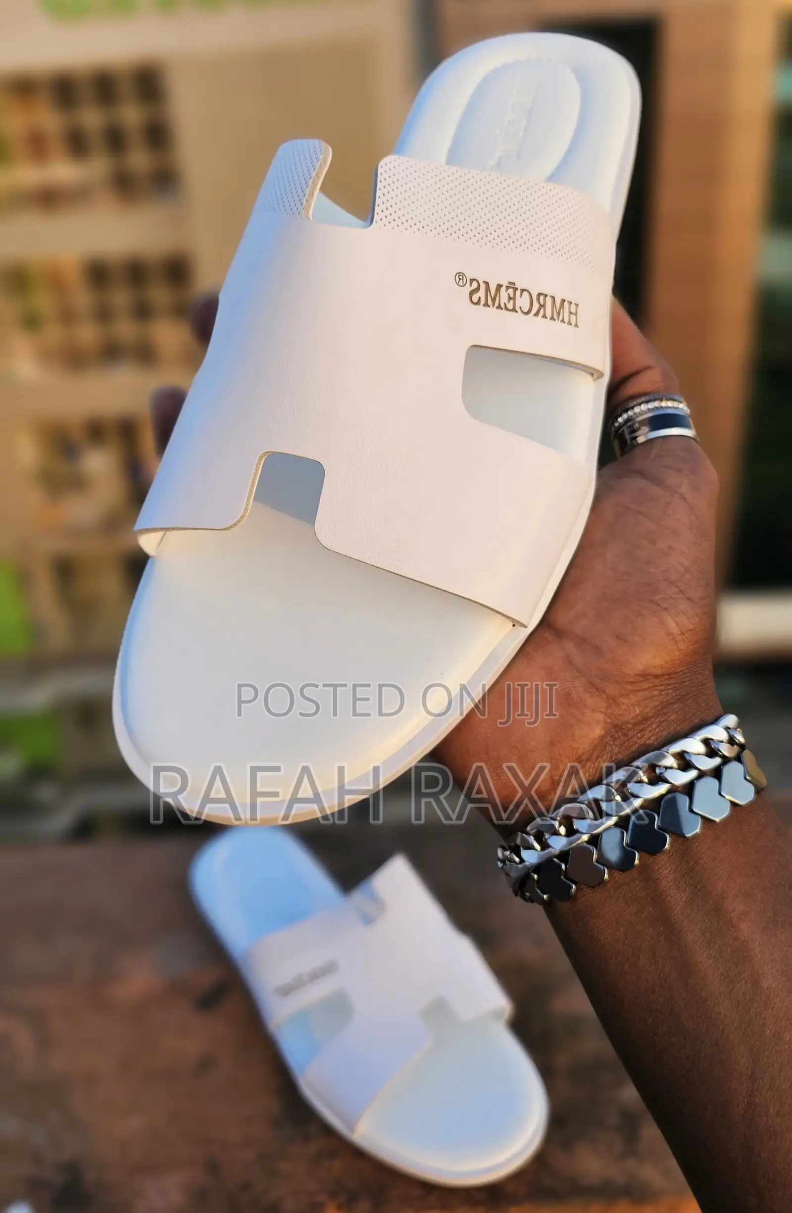 Original Men’S Classy White Hermes Push in Sandals