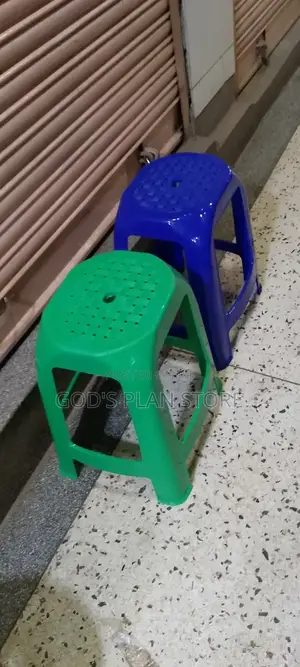 Green and Blue Plastic Stools