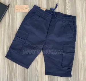 Navy Blue Khaki Shorts With Side Pockets