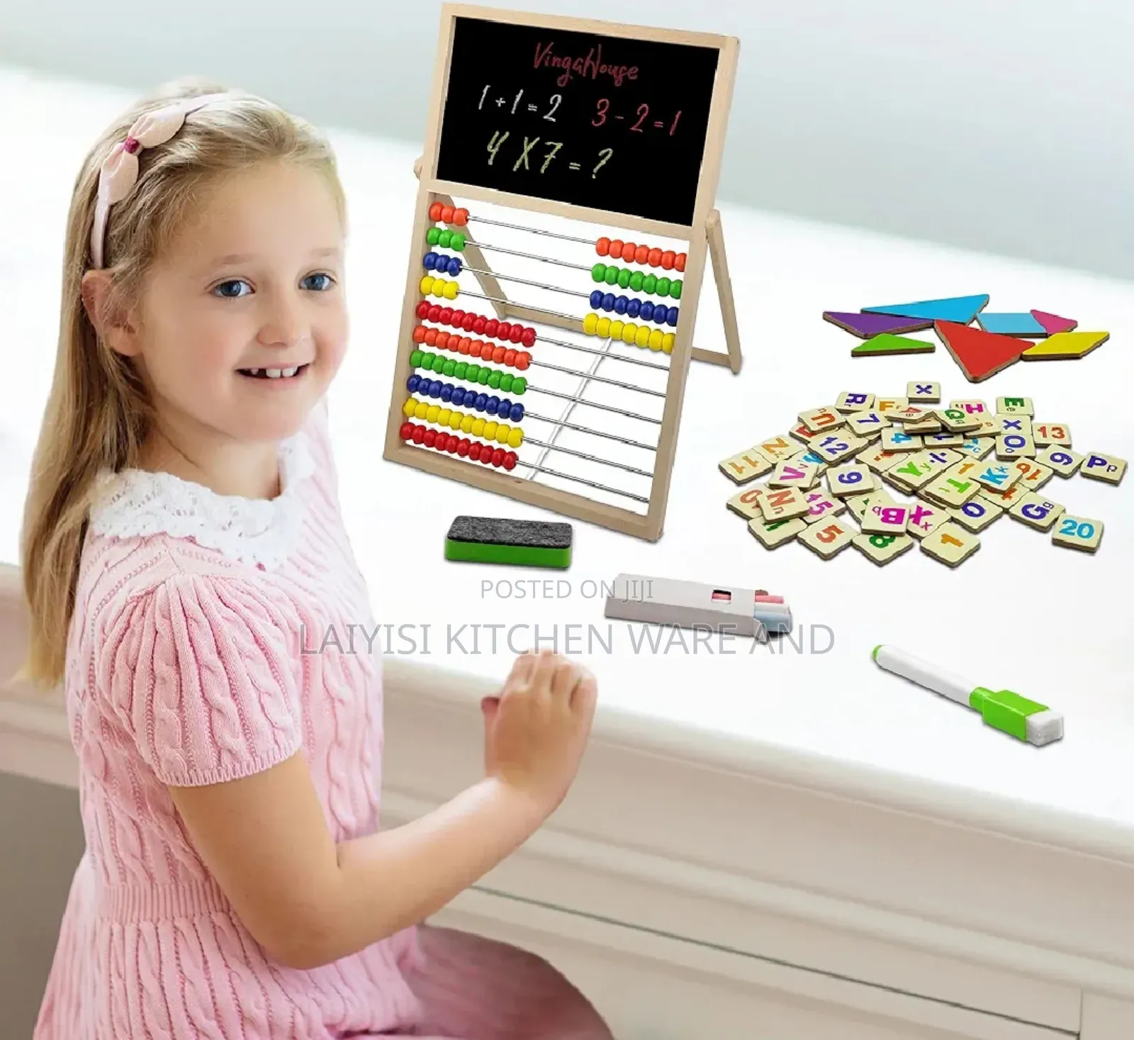Early Educational Aids With Double-Sided Drawing Board
