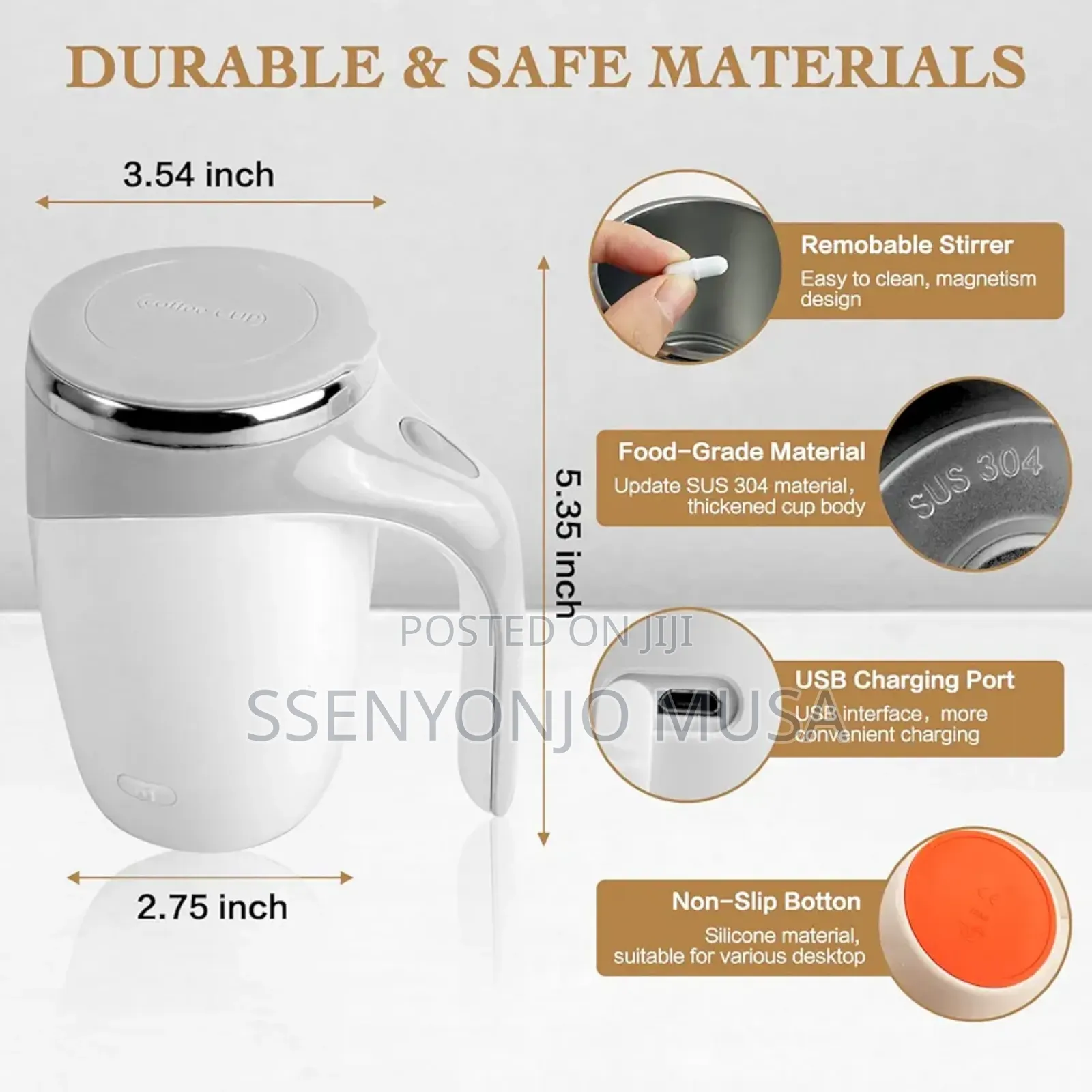 Self Stirring Magnetic Coffee Mug