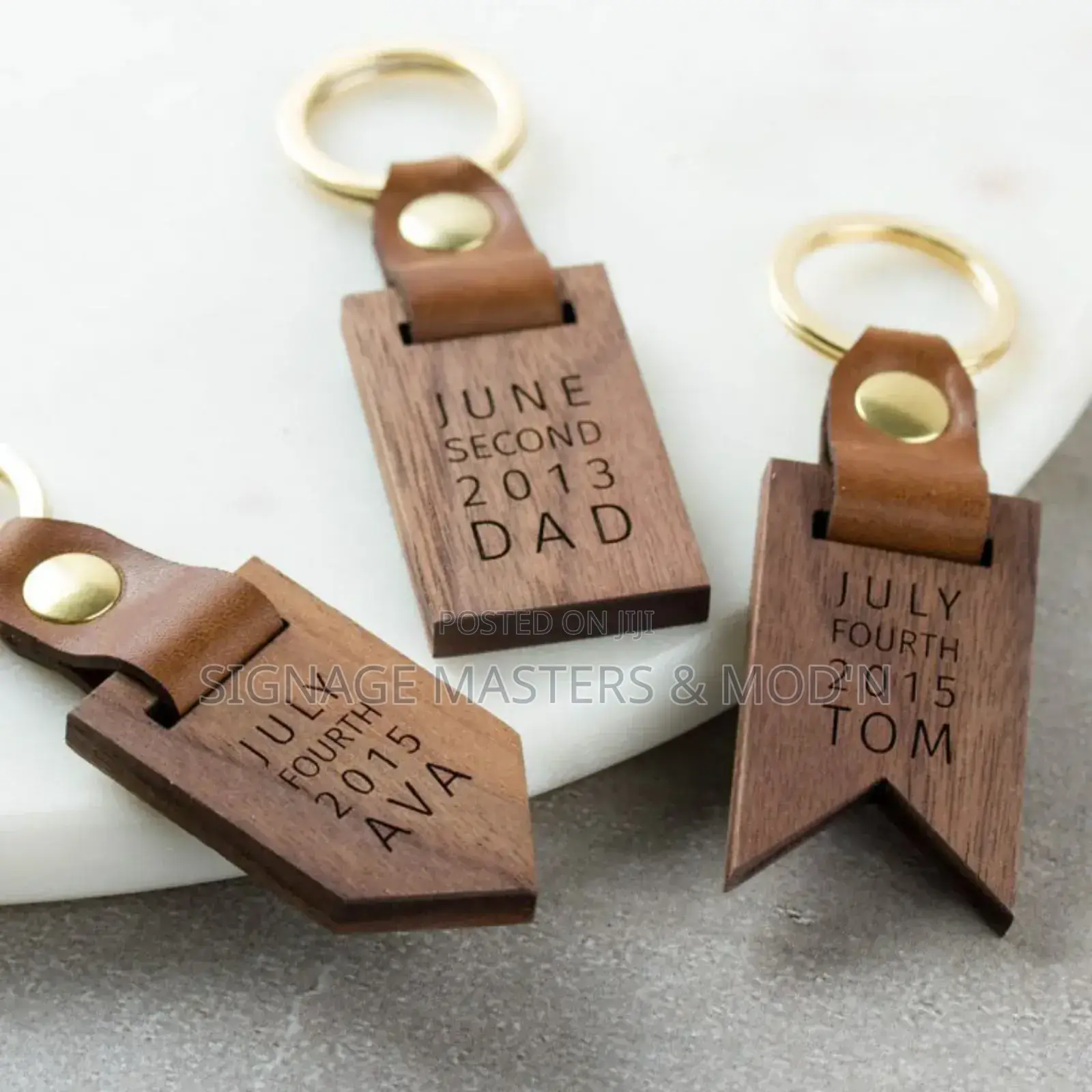 Leather Belt Wooden Keychain
