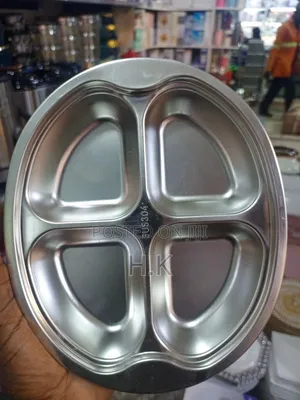 Stainless Steel Round Plate With Four Compartments