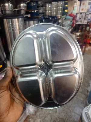 Stainless Steel Round Plate With Four Compartments
