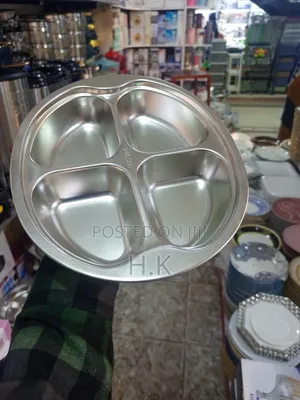 Stainless Steel Round Plate With Four Compartments