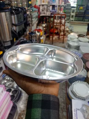 Stainless Steel Round Plate With Four Compartments