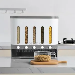 5-Grid Wall Mounted Storage Container 12l Food Dispenser 