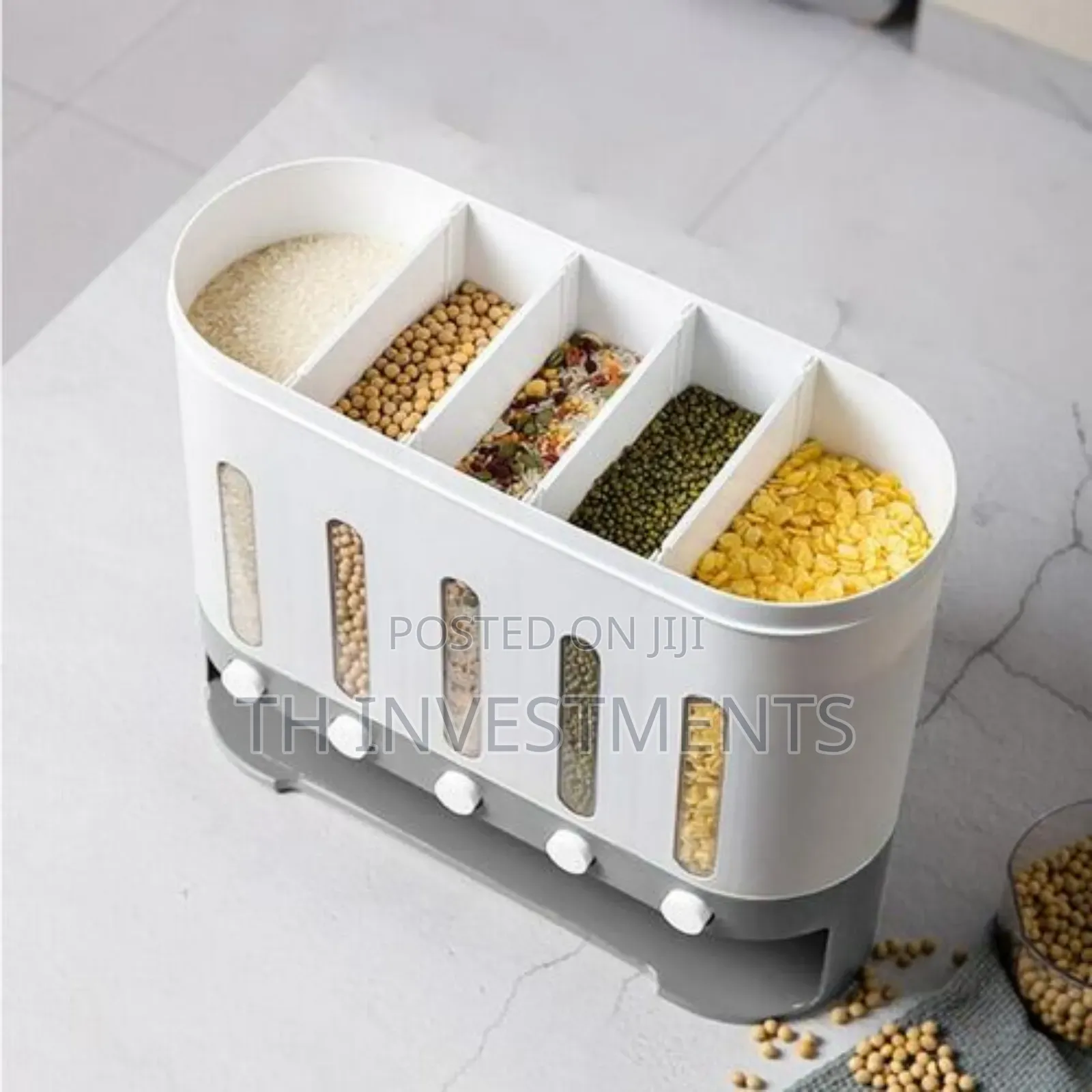 5-Grid Wall Mounted Storage Container 12l Food Dispenser 